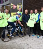 Donegal County Council Road Safety Officer presenting High Vis Cycling Gilets to Letterkenny Cycling Groups. Photo Clive Wasson