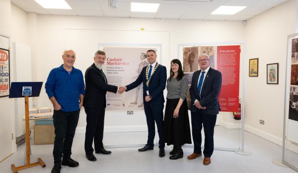 At the opening of the Casimir Markievicz Exhibiion in the Donegal County Museum by Artur Michalski, Polish Ambassador to Ireland are from left  Traolach Ó Fionnáin,  Arts Officer Donegal County Council, Artur Michalski, Polish Ambassador to Ireland, Letterkenny and Milford Municipal District Mayor, Pauric  Mc Garvey. Judith McCarthy, Museum Curator and Cllr. Donal Coyle. Photo Clive Wasson