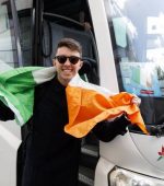 Ireland's Ryan O'Shaughnessy pictured departing his hotel on the way to the Altice Arena in Lisbon for the final of the Eurovision Song Contest 2018. Picture: Andres Poveda