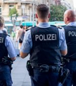 Frankfurt am Main, Germany - July 25 2019: German Police Officers near Central Railway Station in Frankfurt, Germany.