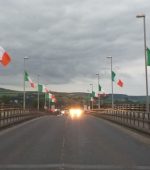 Flags ripped down from, Lifford Bridge, Highland Radio, Letterkenny, Donegal