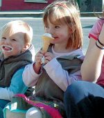 Madeleine McCann enjoys an ice cream with a couple of friends in Donegal in 2007