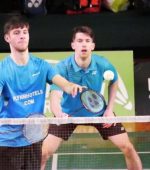 Paul Reynolds (L) and Joshua Magee (R) in action at the Czech Open. Credit: Badminton Ireland.