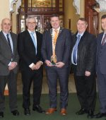 Pictured following receipt of Excellence in Business Award 2018 for Donegal County Council’s Road Safety team are Cllr. Mickey Doherty, Brian O’Donnell, Road Safety Officer, John McLaughlin, Director of Roads & Transportation, Cllr. Seamus O’Domhnaill, Cathaoirleach, Cllr. Gerry McMonagle, Seamus Neely, Chief Executive and Cllr. Paul Canning.
