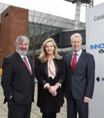 Pictured (l-r) celebrating a €8.5 million funding award from the EU’s INTERREG VA Programme for the ‘North West Advanced Manufacturing’ project is Dr Norman Apsley OBE, CEO of Catalyst Inc; Gina McIntyre, CEO of the Special EU Programmes Body (SEUPB) and Philip Maguire, Director of Finance & Administration with Catalyst Inc. Picture: Michael Cooper