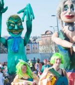 Giants figures tower over the carnival who took part in the annual Derry City and Strabane District Council St. Patrick’s Day parade which attracted thousands of spectators along the route. Picture Martin McKeown. Inpresspics.com. 17.03.16
