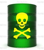 iron barrel with toxic waste on a white background